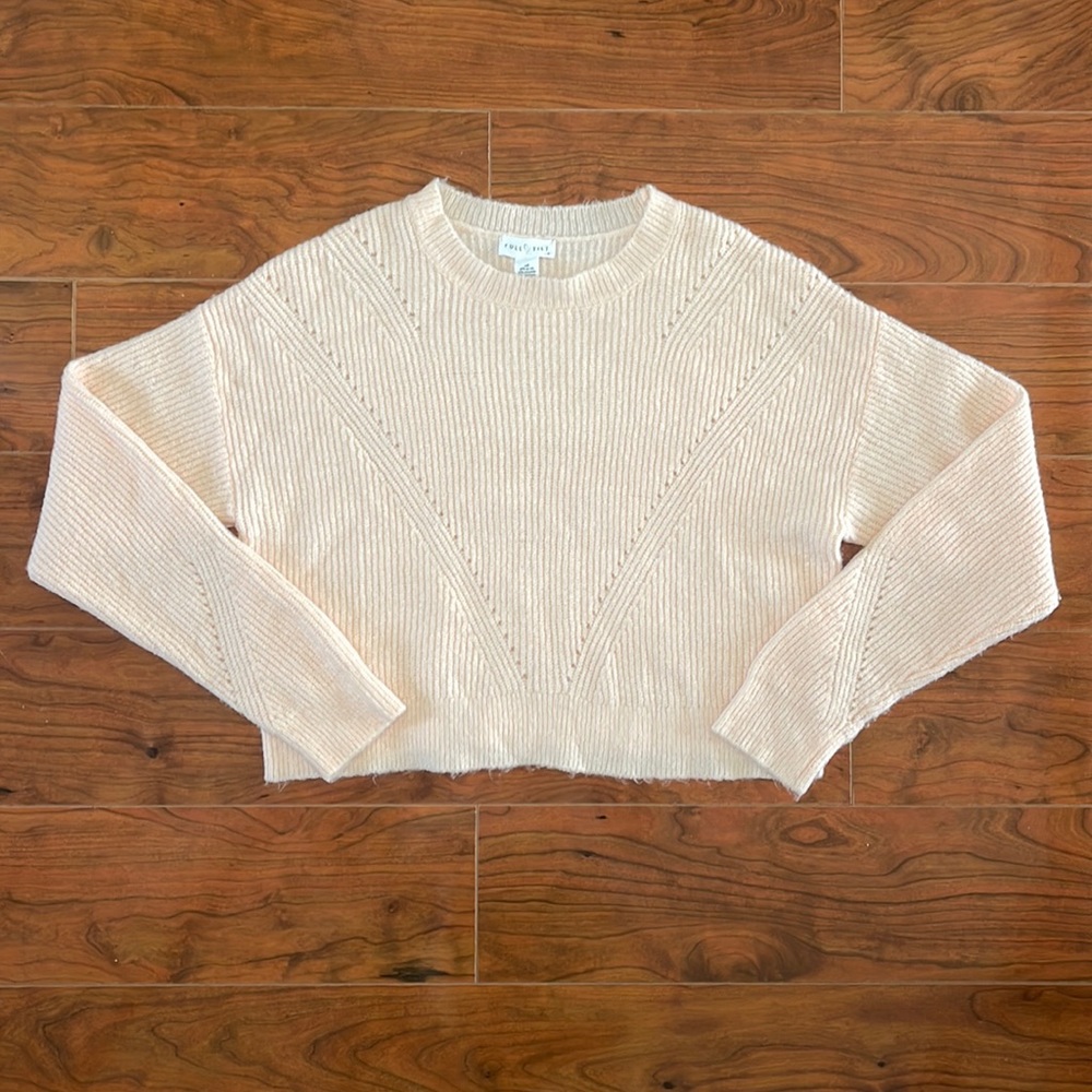 NWOT Tilly's Full Tilt Baby Pink Cropped Crewneck Knit Sweater
